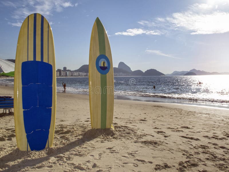 Het Strand van Copacabana, Rio de Janeiro stock foto Het Strand van Copacabana, Rio de Janeiro stock foto