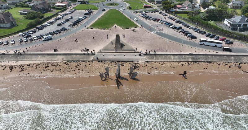 Het strand van omaha in normandy frankrijk ww2 gedenkteken.