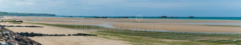 Het strandpanorama van Omaha royalty-vrije stock afbeeldingen Het strandpanorama van Omaha royalty-vrije stock afbeeldingen