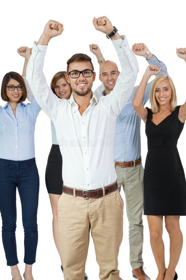 Het succesvolle commerciële team toejuichen stock afbeelding Het succesvolle commerciële team toejuichen stock afbeelding