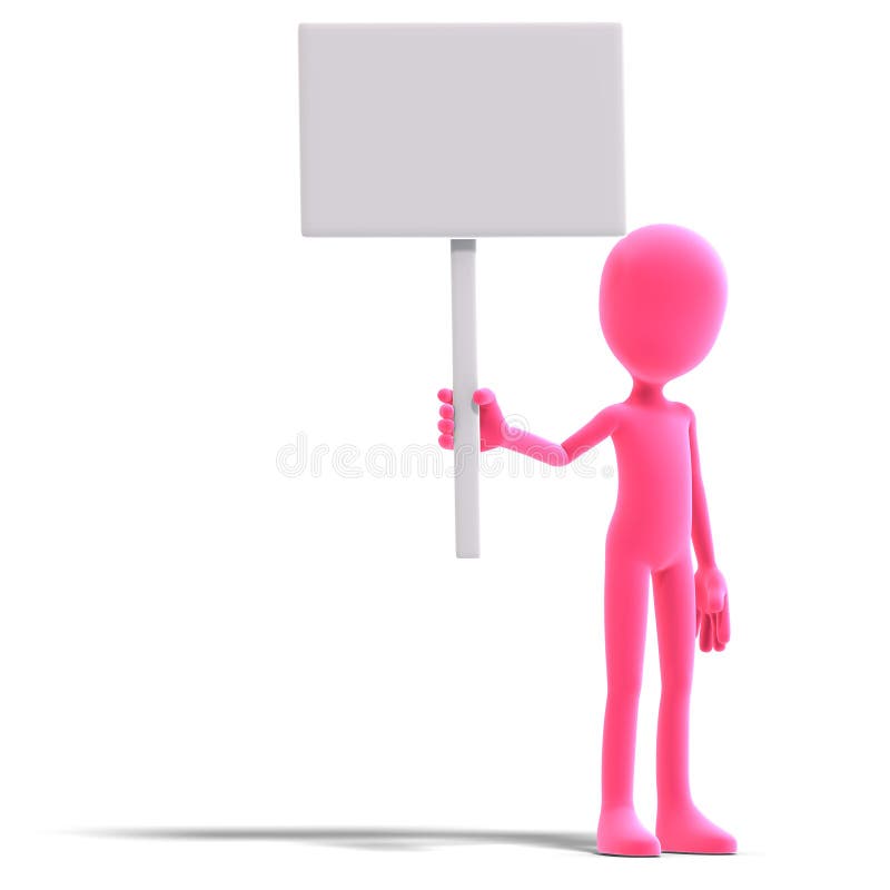 Het symbolische 3d mannelijke karakter van Toon toont iets stock illustratie Het symbolische 3d mannelijke karakter van Toon toont iets stock illustratie