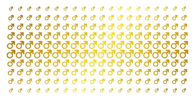 Het Symbool Gouden Halftone Patroon van Mars vector illustratie Het Symbool Gouden Halftone Patroon van Mars vector illustratie