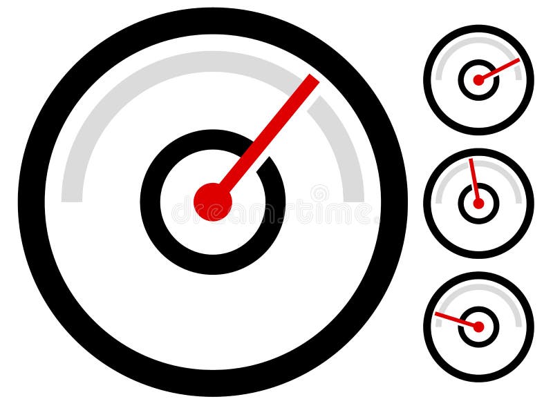 Het symbool van de maatmeter, pictogram in 4 stadia drukmaat, odometer, stock illustratie Het symbool van de maatmeter, pictogram in 4 stadia drukmaat, odometer, stock illustratie