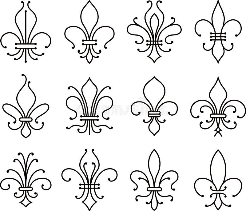 Het symbool van de rolelementen van Fleurde lys stock illustratie Het symbool van de rolelementen van Fleurde lys stock illustratie