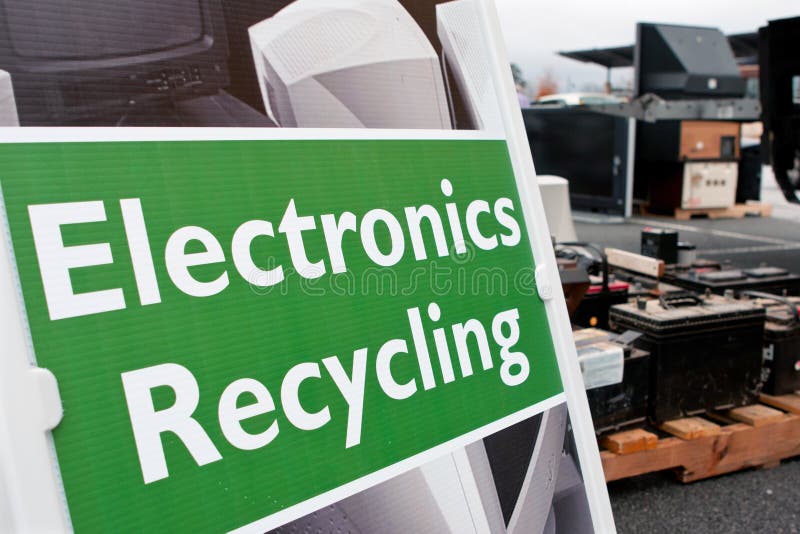 Het teken merkt Vlek voor Elektronikaafname bij Recyclingsgebeurtenis