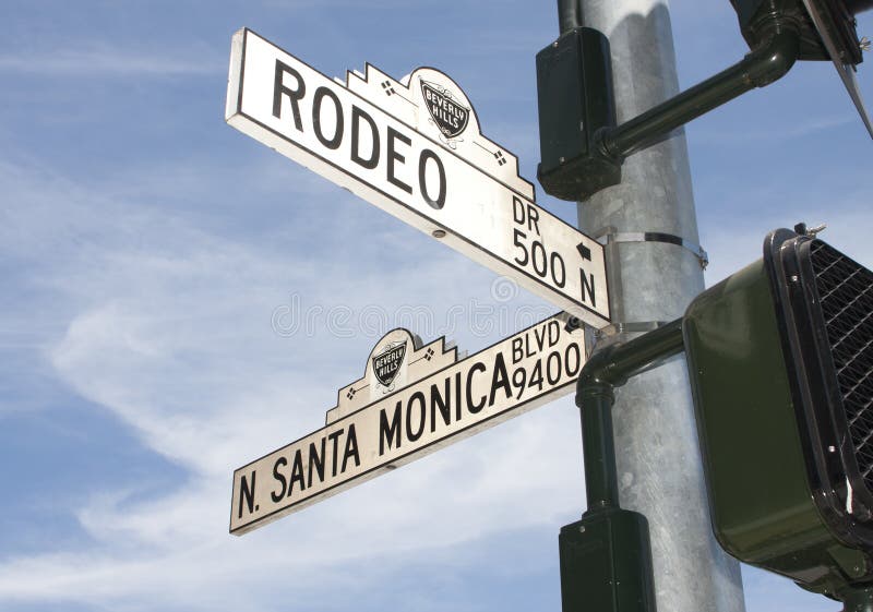 Het Teken van de Straat van de Aandrijving van de rodeo in Beverly Hills, CA
