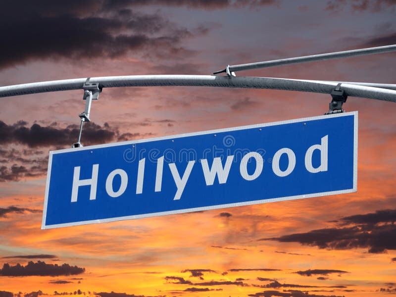 Het Teken van Hollywoodblvd met Zonsondergang