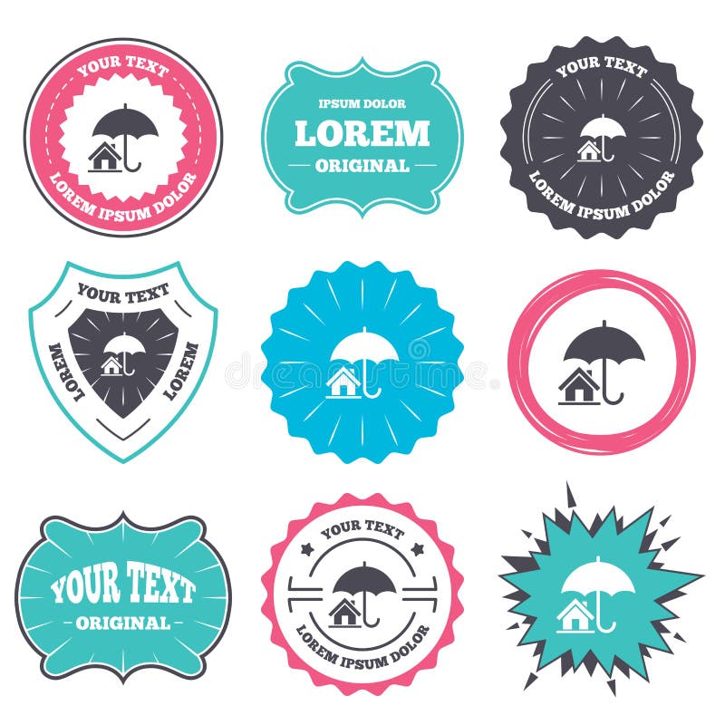 Het tekenpictogram van de huisverzekering Onroerende goederenverzekering vector illustratie Het tekenpictogram van de huisverzekering Onroerende goederenverzekering vector illustratie