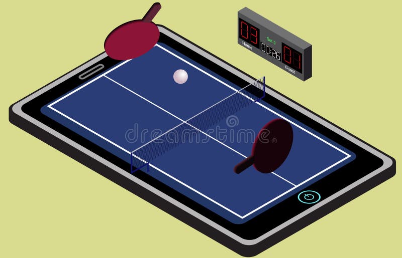 Het tennisspeelplaats, bal, en rackets van de Infographicpingpong blauwe Isometrisch beeld stock illustratie Het tennisspeelplaats, bal, en rackets van de Infographicpingpong blauwe Isometrisch beeld stock illustratie