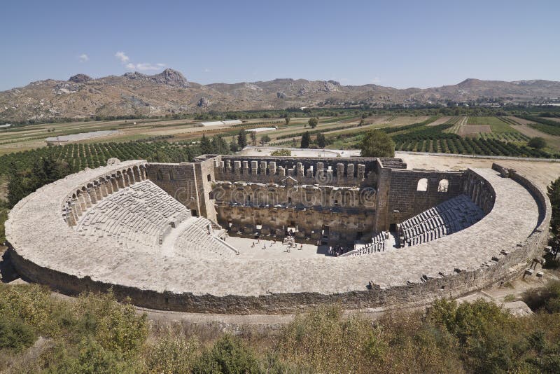 Het theater van Aspendos stock fotografie Het theater van Aspendos stock fotografie