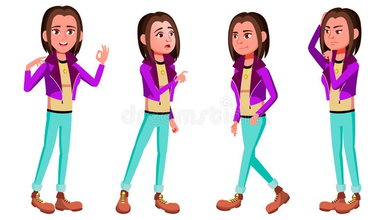 Het tienermeisje stelt Vastgestelde Vector Vrolijke pret, Voor Web, Affiche, Boekjesontwerp Geïsoleerde beeldverhaalillustratie royalty-vrije illustratie Het tienermeisje stelt Vastgestelde Vector Vrolijke pret, Voor Web, Affiche, Boekjesontwerp Geïsoleerde beeldverhaalillustratie royalty-vrije illustratie