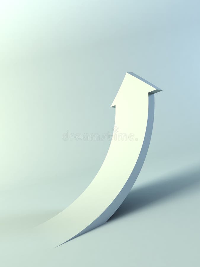 3d rendering of the rising arrow. 3d rendering of the rising arrow