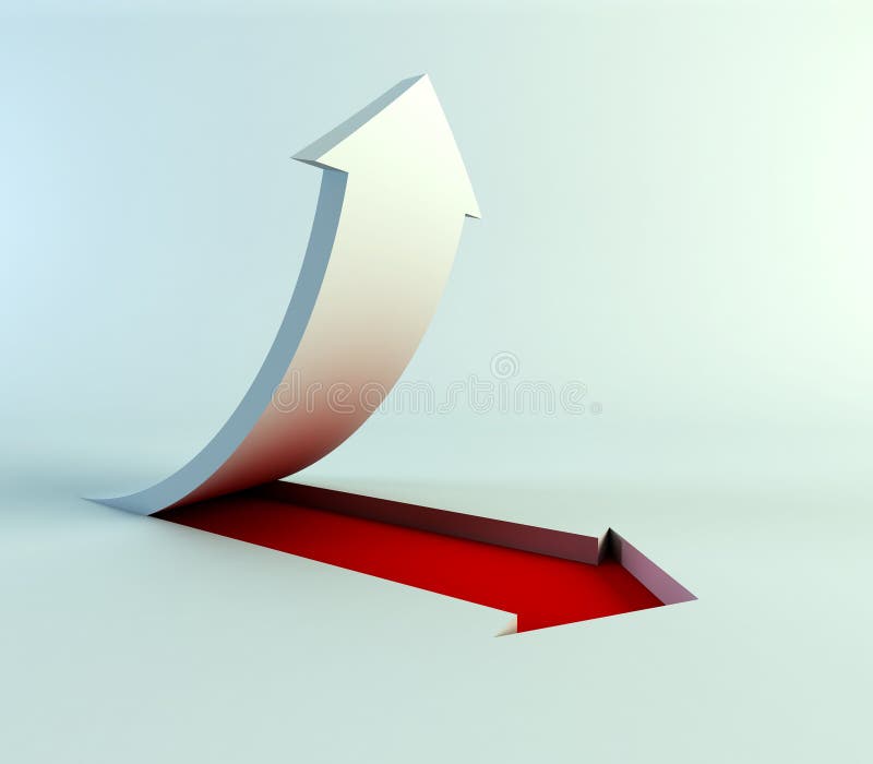 3d rendering of the rising arrow. 3d rendering of the rising arrow