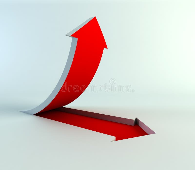 3d rendering of the rising arrow. 3d rendering of the rising arrow