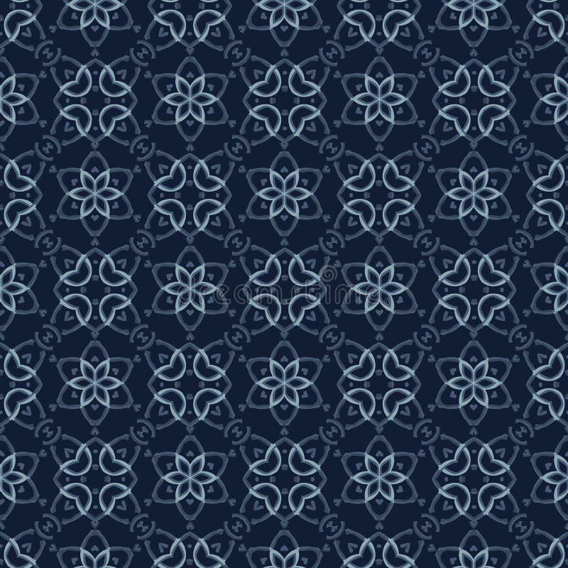 Het traditionele Geometrische Kant van het Indigo Blauwe Japanse Naadloze Vectorpatroon royalty-vrije illustratie Het traditionele Geometrische Kant van het Indigo Blauwe Japanse Naadloze Vectorpatroon royalty-vrije illustratie