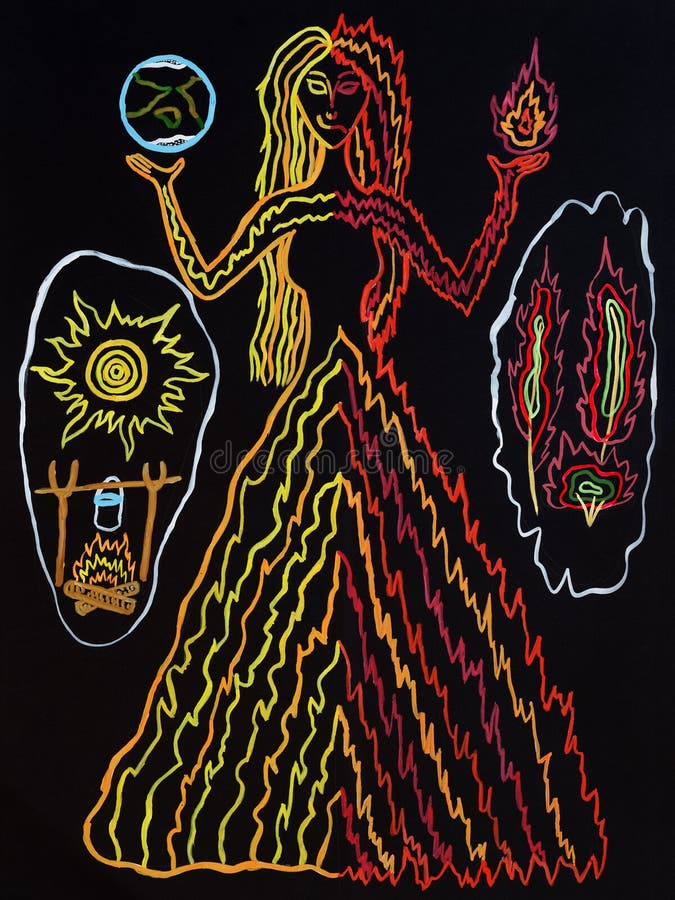Het trekken met gouache van heidense deity vector illustratie Het trekken met gouache van heidense deity vector illustratie