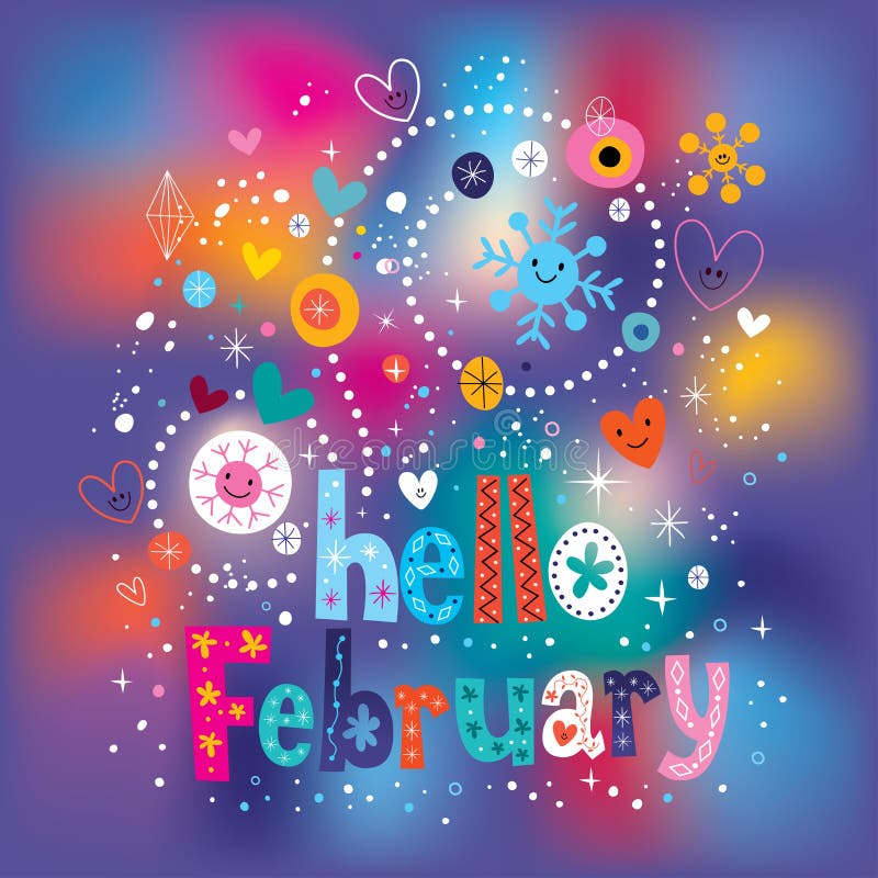 Het type van Hello Februari het decoratieve tekst van letters voorzien