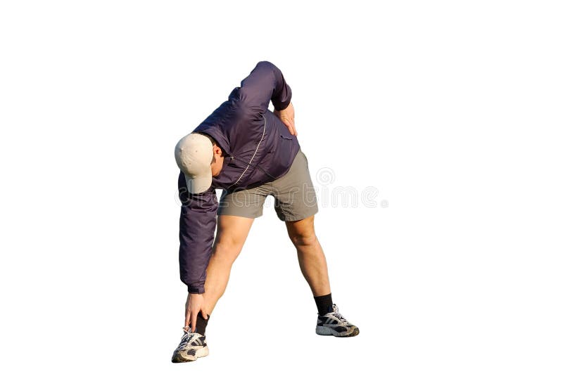 Young Man Stretching, isolated over white. Young Man Stretching, isolated over white