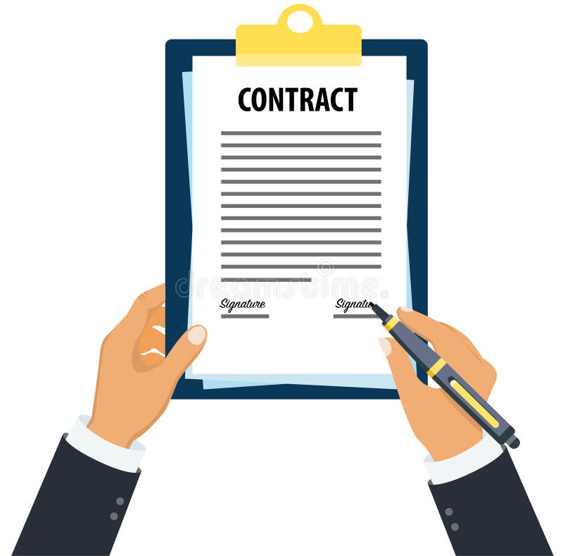 Het uitvoerende het ondertekenen concept van het contractdocument