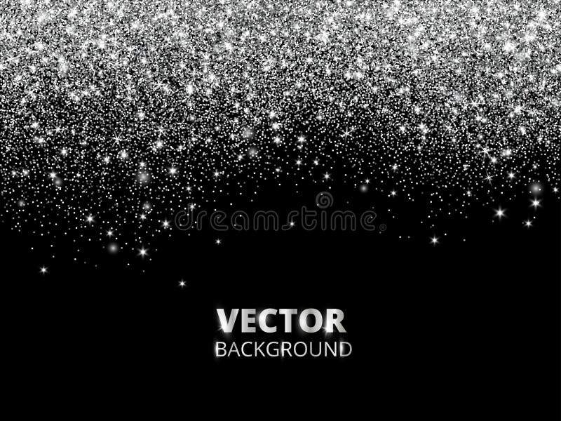 Falling glitter confetti. Vector silver dust, explosion on black background. Sparkling glitter border, festive frame. Great for wedding invitations, party posters, Christmas and birthday cards. Falling glitter confetti. Vector silver dust, explosion on black background. Sparkling glitter border, festive frame. Great for wedding invitations, party posters, Christmas and birthday cards.