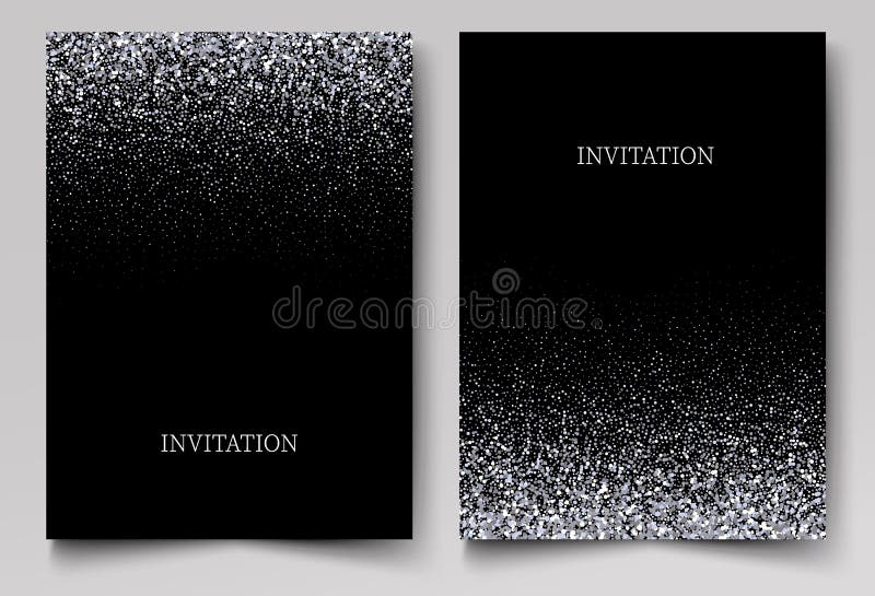 Het vallen schittert confettien Vector zilveren stof, explosie op zwarte achtergrond Het fonkelen schittert grens, feestelijk kad stock illustratie Het vallen schittert confettien Vector zilveren stof, explosie op zwarte achtergrond Het fonkelen schittert grens, feestelijk kad stock illustratie