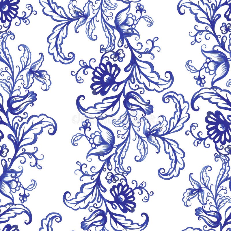 Het vector bloemenpatroon van de waterverftextuur met bloemen vector illustratie Het vector bloemenpatroon van de waterverftextuur met bloemen vector illustratie