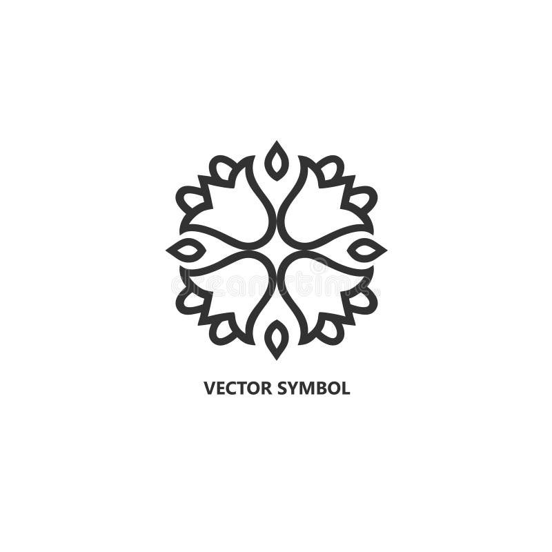 Het vector bloemenpictogram en het embleem ontwerpen malplaatje in overzichtsstijl - abstract monogram royalty-vrije illustratie Het vector bloemenpictogram en het embleem ontwerpen malplaatje in overzichtsstijl - abstract monogram royalty-vrije illustratie