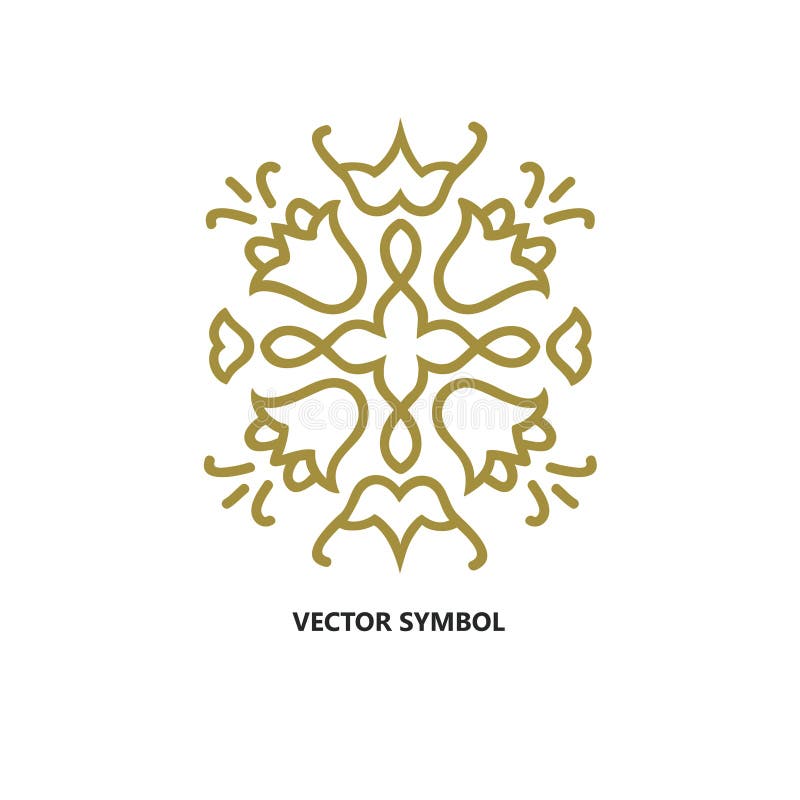 Het vector bloemenpictogram en het embleem ontwerpen malplaatje in overzichtsstijl - abstract monogram royalty-vrije illustratie Het vector bloemenpictogram en het embleem ontwerpen malplaatje in overzichtsstijl - abstract monogram royalty-vrije illustratie