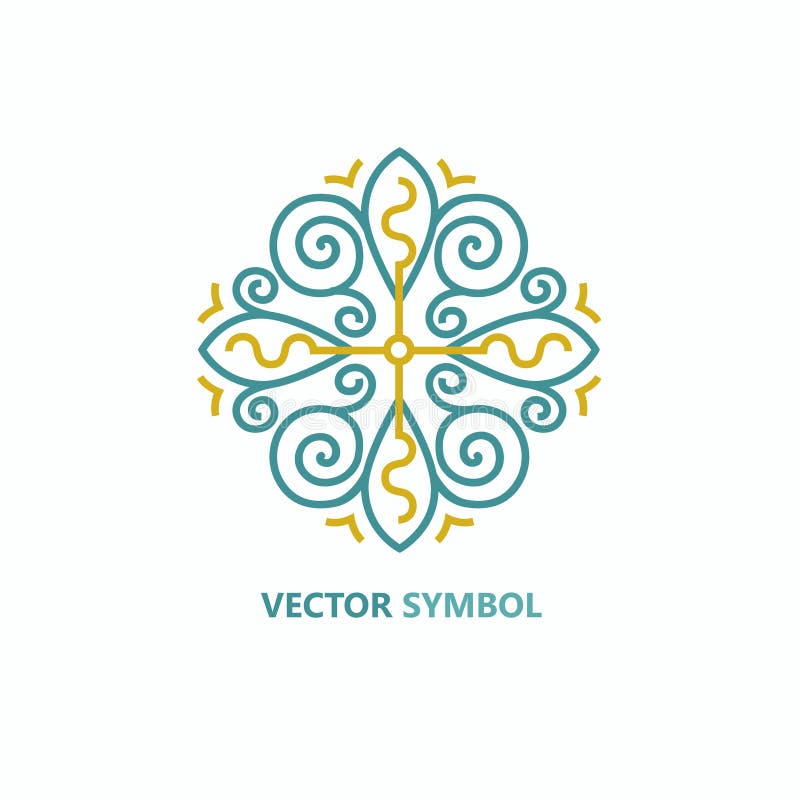 Het vector bloemenpictogram en het embleem ontwerpen malplaatje in overzichtsstijl - abstract monogram royalty-vrije illustratie Het vector bloemenpictogram en het embleem ontwerpen malplaatje in overzichtsstijl - abstract monogram royalty-vrije illustratie