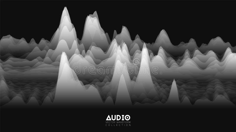 Het vector 3d spectrum van echo audiowavefrom Abstracte de schommelingsgrafiek van muziekgolven Futuristische correcte golfvisual vector illustratie Het vector 3d spectrum van echo audiowavefrom Abstracte de schommelingsgrafiek van muziekgolven Futuristische correcte golfvisual vector illustratie