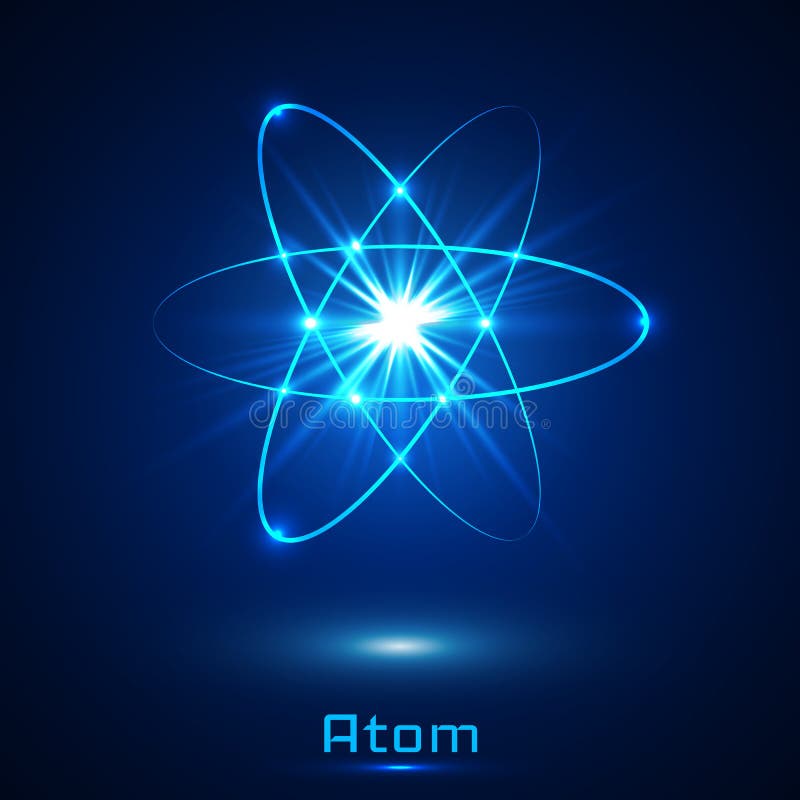 Het vector glanzende model van het neonlichtenatoom stock illustratie Het vector glanzende model van het neonlichtenatoom stock illustratie