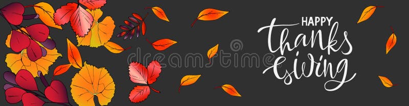 Het vector horizontale bannerthanksgiving day Van letters voorzien met bladeren royalty-vrije illustratie Het vector horizontale bannerthanksgiving day Van letters voorzien met bladeren royalty-vrije illustratie