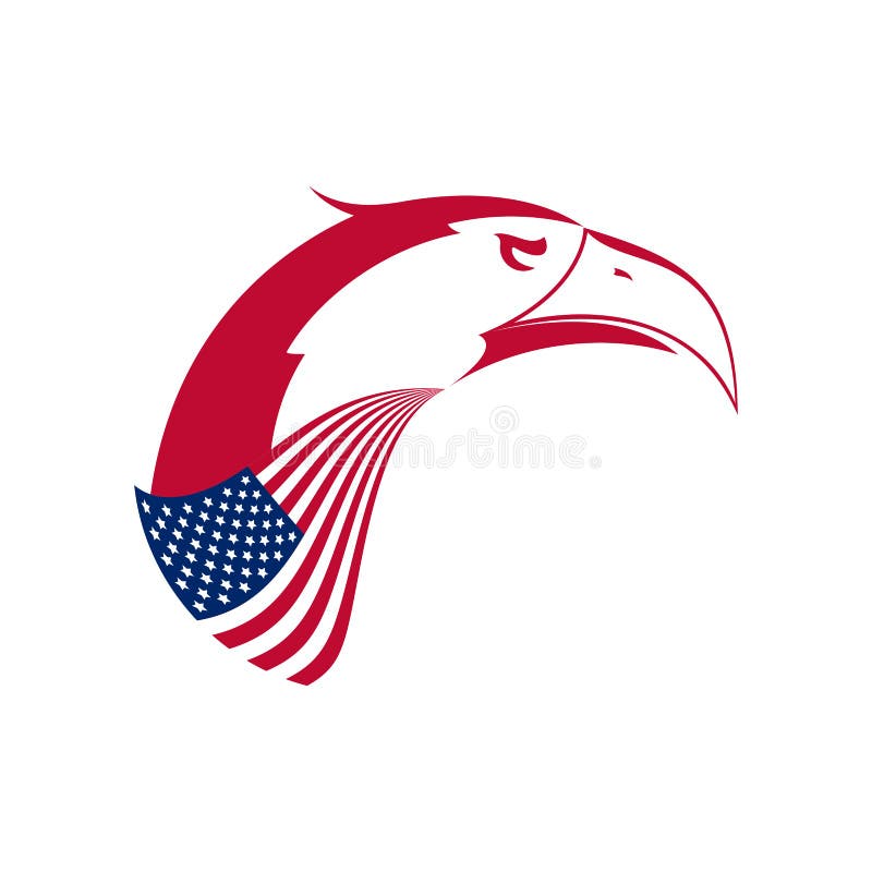 Het vector Kale Hoofdembleem van Eagle ` s Gestileerd Symbool van Verenigde Staten Amerikaans Eagle en Amerikaanse Vlag royalty-vrije illustratie Het vector Kale Hoofdembleem van Eagle ` s Gestileerd Symbool van Verenigde Staten Amerikaans Eagle en Amerikaanse Vlag royalty-vrije illustratie