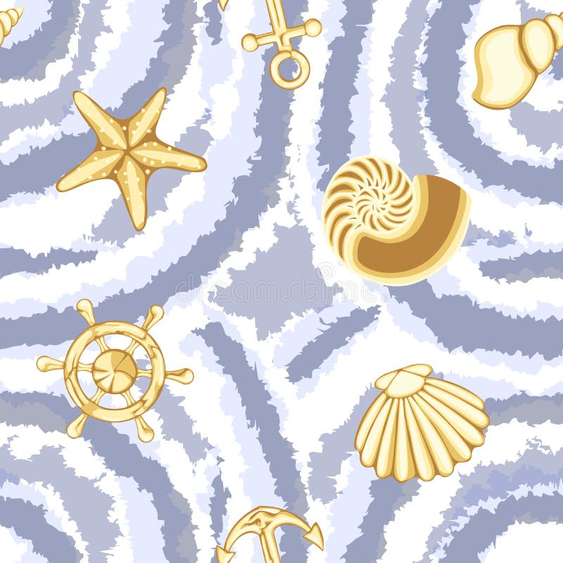 Het vector naadloze patroon van de bandkleurstof met marien symbool royalty-vrije illustratie Het vector naadloze patroon van de bandkleurstof met marien symbool royalty-vrije illustratie