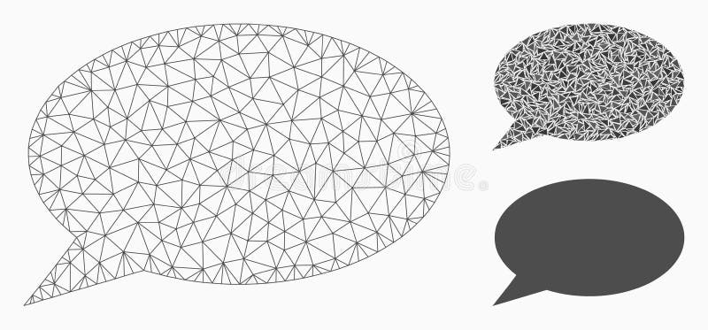 Het Vector het Netwerk 2D Model van de berichtwolk en Pictogram van het Driehoeksmozaïek royalty-vrije illustratie Het Vector het Netwerk 2D Model van de berichtwolk en Pictogram van het Driehoeksmozaïek royalty-vrije illustratie
