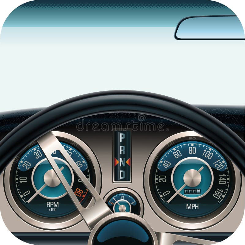 Het vector vierkante pictogram van het autodashboard vector illustratie Het vector vierkante pictogram van het autodashboard vector illustratie