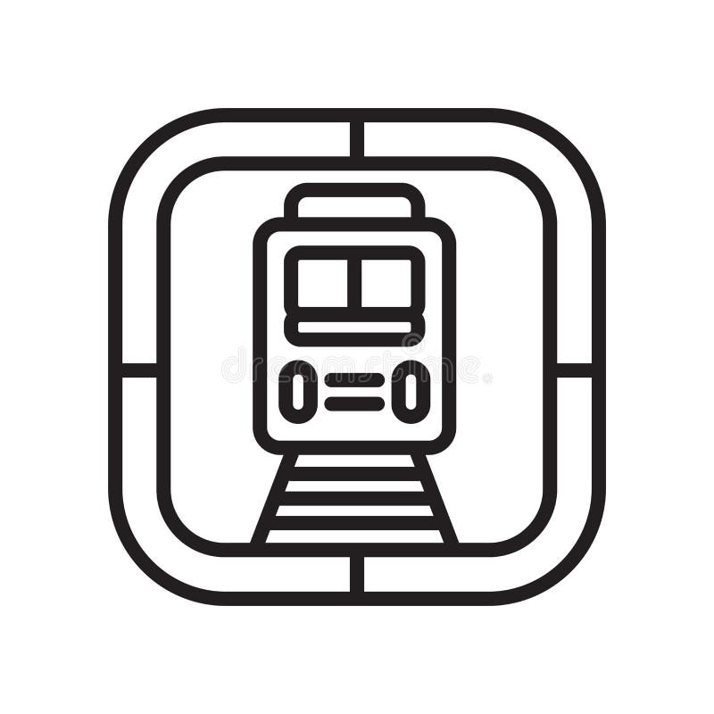 Het het vectordieteken en symbool van het treinpictogram op witte achtergrond, het concept van het Treinembleem wordt geïsoleerd stock illustratie Het het vectordieteken en symbool van het treinpictogram op witte achtergrond, het concept van het Treinembleem wordt geïsoleerd stock illustratie