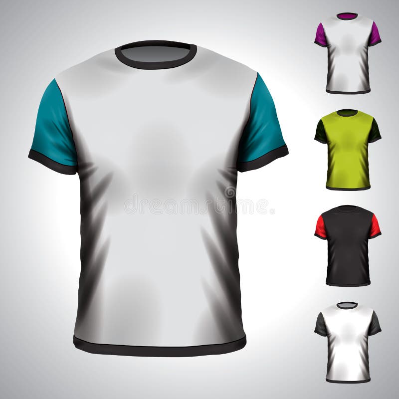 Het vectormalplaatje van het T-shirtontwerp in diverse kleuren. vector illustratie Het vectormalplaatje van het T-shirtontwerp in diverse kleuren. vector illustratie