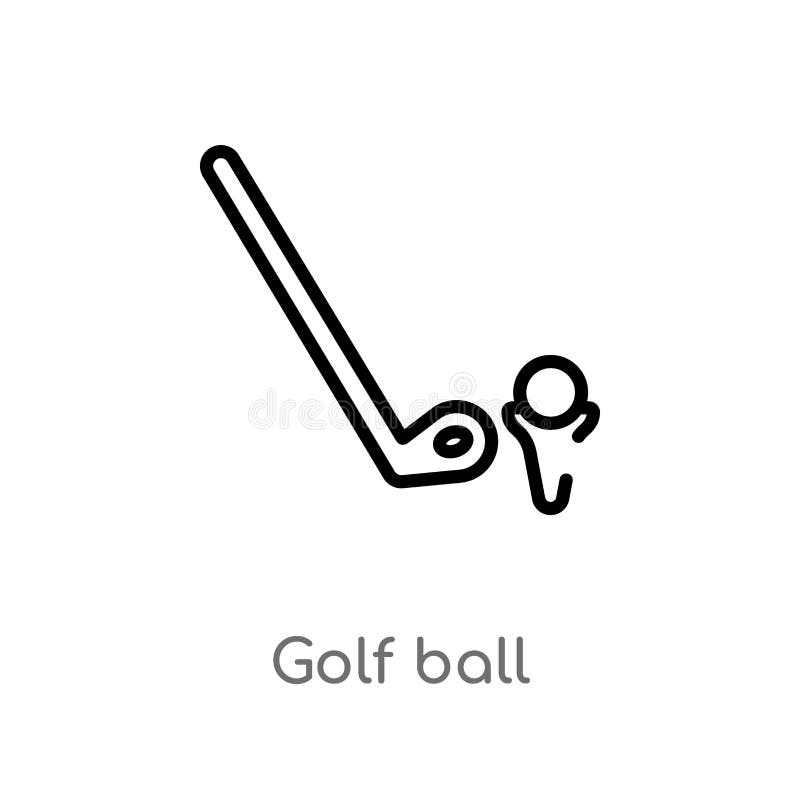 Het vectorpictogram van de overzichtsgolfbal de geïsoleerde zwarte eenvoudige illustratie van het lijnelement van openluchtactivi stock illustratie Het vectorpictogram van de overzichtsgolfbal de geïsoleerde zwarte eenvoudige illustratie van het lijnelement van openluchtactivi stock illustratie