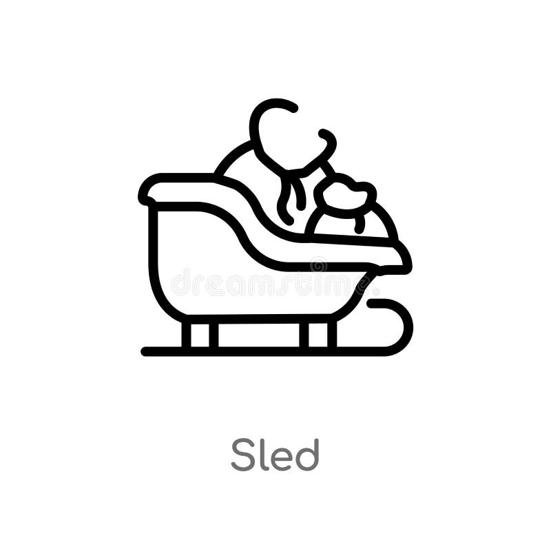 het vectorpictogram van de overzichtsslee de geïsoleerde zwarte eenvoudige illustratie van het lijnelement van de winterconcept h stock illustratie het vectorpictogram van de overzichtsslee de geïsoleerde zwarte eenvoudige illustratie van het lijnelement van de winterconcept h stock illustratie