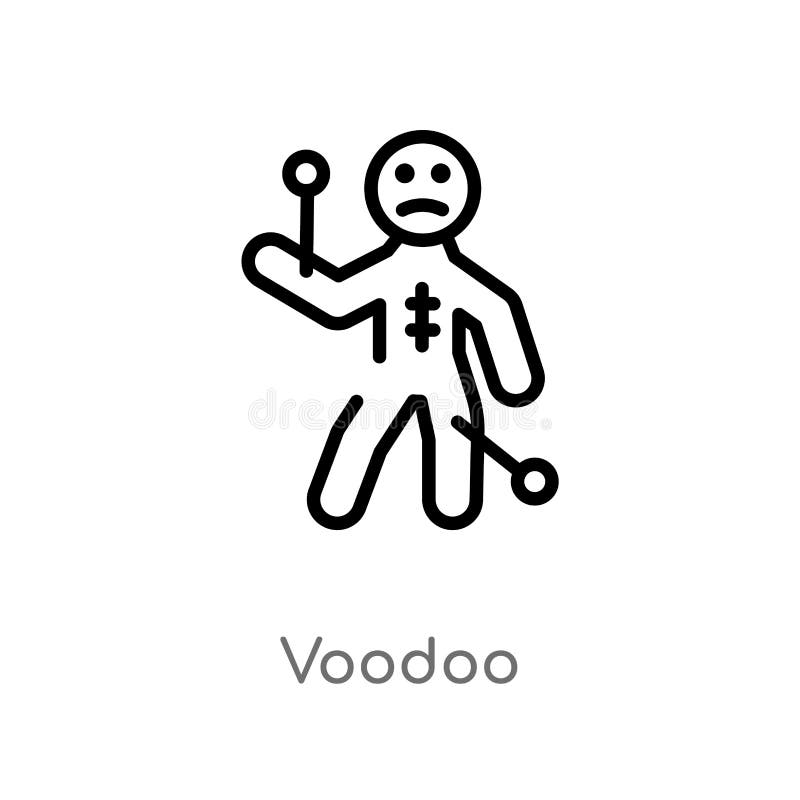 het vectorpictogram van het overzichtsvoodoo de geïsoleerde zwarte eenvoudige illustratie van het lijnelement van magisch concept stock illustratie het vectorpictogram van het overzichtsvoodoo de geïsoleerde zwarte eenvoudige illustratie van het lijnelement van magisch concept stock illustratie