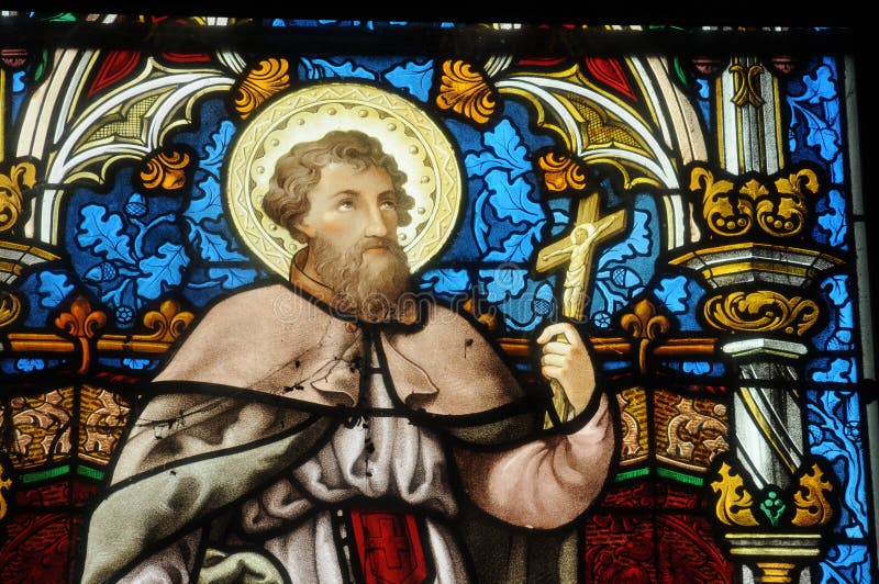 Het venster van het gebrandschilderd glas van kerk Vigny royalty-vrije stock afbeelding Het venster van het gebrandschilderd glas van kerk Vigny royalty-vrije stock afbeelding