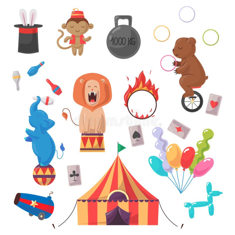 Het verbazen toont met opgeleide dieren royalty-vrije illustratie Het verbazen toont met opgeleide dieren royalty-vrije illustratie