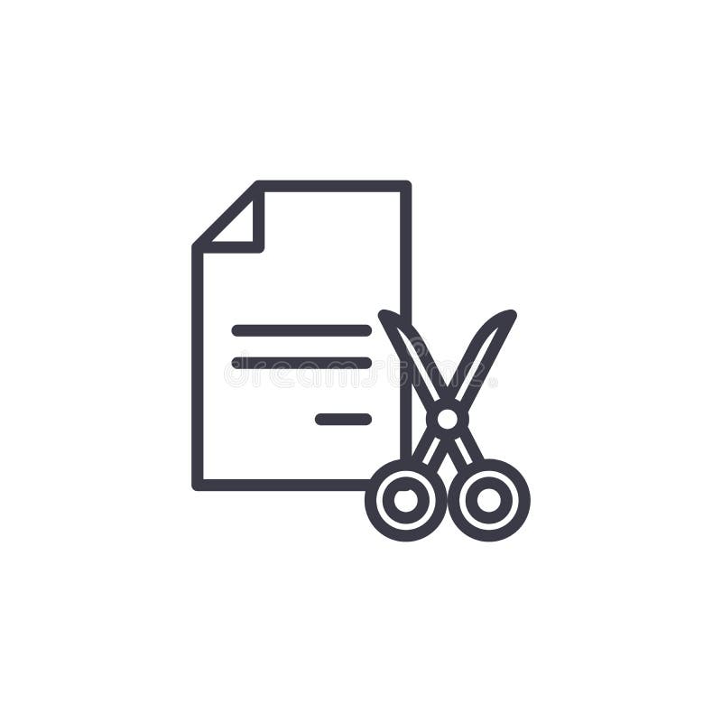 Het verscheuren van concept van het documenten het lineaire pictogram Het verscheuren van het vectorteken van de documentenlijn, stock illustratie Het verscheuren van concept van het documenten het lineaire pictogram Het verscheuren van het vectorteken van de documentenlijn, stock illustratie
