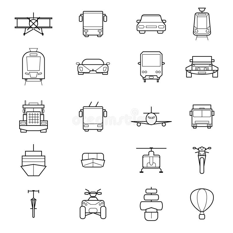Het vervoer ondertekent de Zwarte Dunne Reeks van het Lijnpictogram Vector vector illustratie Het vervoer ondertekent de Zwarte Dunne Reeks van het Lijnpictogram Vector vector illustratie