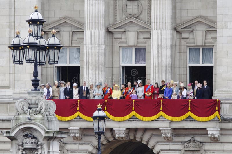 LONDON, UK - June 16: The Royal Family appears on Buckingham Palace balcony during Trooping the Colour ceremony, on June 16, 2012 in London. Trooping the Colour takes place every year in June to officialy celebrate the sovereign birthday. LONDON, UK - June 16: The Royal Family appears on Buckingham Palace balcony during Trooping the Colour ceremony, on June 16, 2012 in London. Trooping the Colour takes place every year in June to officialy celebrate the sovereign birthday.
