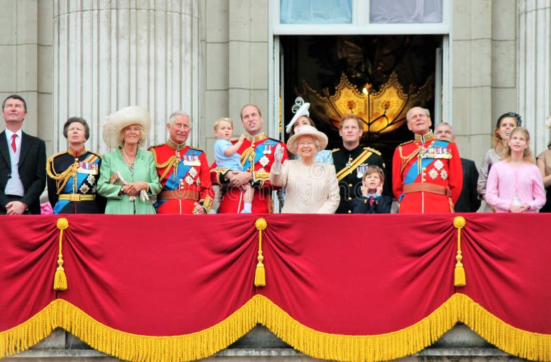Queen Elizabeth, LONDON, UK - JUNE 13: Prince Georges on balcony, Harry, William, kate, philip, charles, Anne, stock photo Royal Family, Buckingham Palace balcony during Trooping the Colour ceremony, on June 13, 2015 in London. Queen Elizabeth, LONDON, UK - JUNE 13: Prince Georges on balcony, Harry, William, kate, philip, charles, Anne, stock photo Royal Family, Buckingham Palace balcony during Trooping the Colour ceremony, on June 13, 2015 in London.