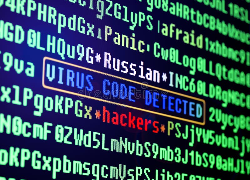 Het virusconcept van de computer Virus in programmacode royalty-vrije illustratie Het virusconcept van de computer Virus in programmacode royalty-vrije illustratie
