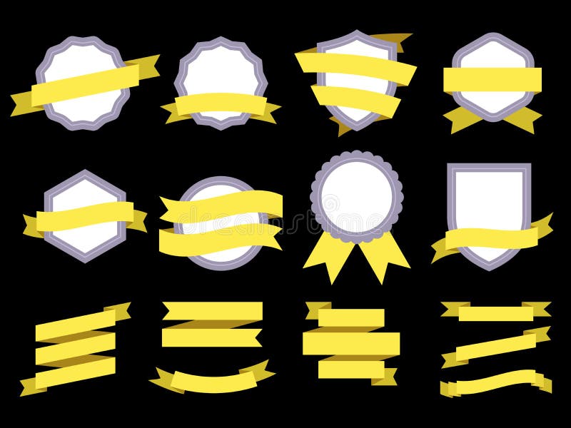 Het vlakke kenteken van de lintbanner Echte kaders en linten De vectorreeks van het embleemontwerp vector illustratie Het vlakke kenteken van de lintbanner Echte kaders en linten De vectorreeks van het embleemontwerp vector illustratie