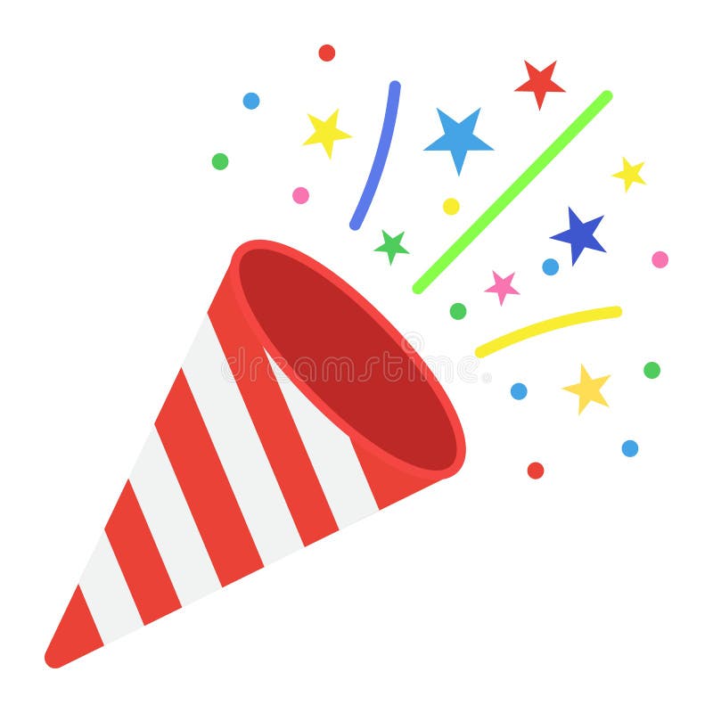 Het vlakke pictogram van de confettienpopcornpan, Nieuwe jaar en Kerstmis stock illustratie Het vlakke pictogram van de confettienpopcornpan, Nieuwe jaar en Kerstmis stock illustratie